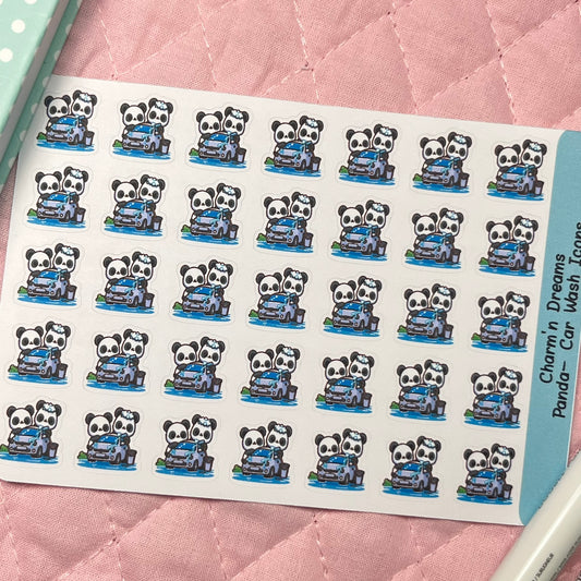 Panda Wash Car Icon Planner Stickers