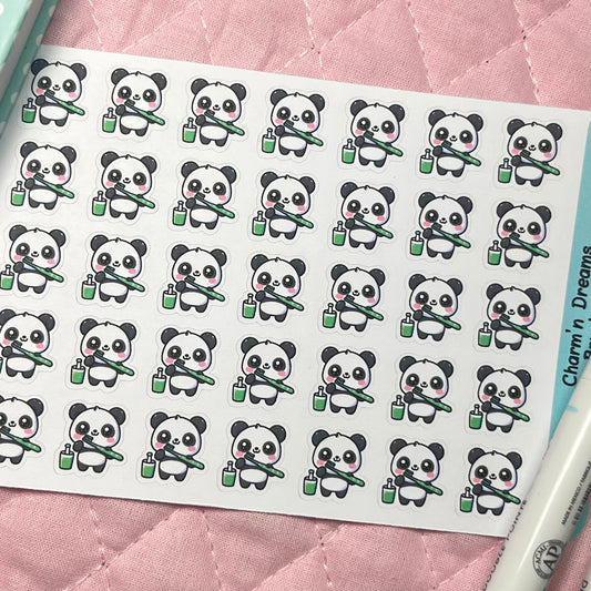 Panda Brush Teeth Icon Planner Stickers