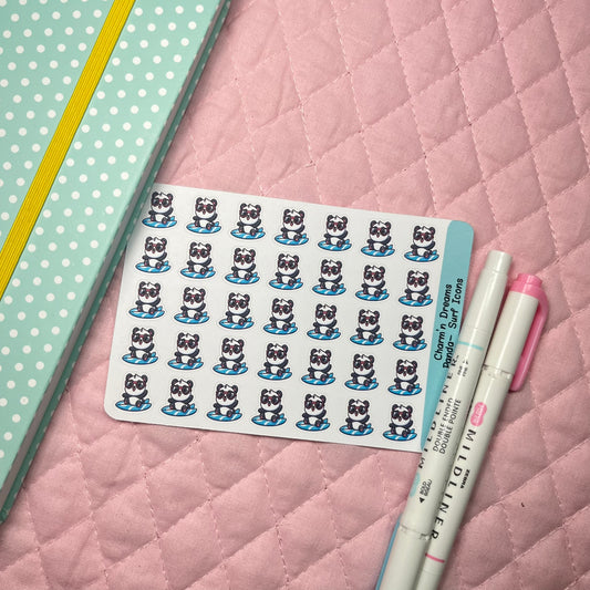 Panda Surf Icon Planner Stickers