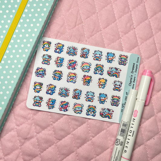 Rainbow Bears Icon Planner Stickers