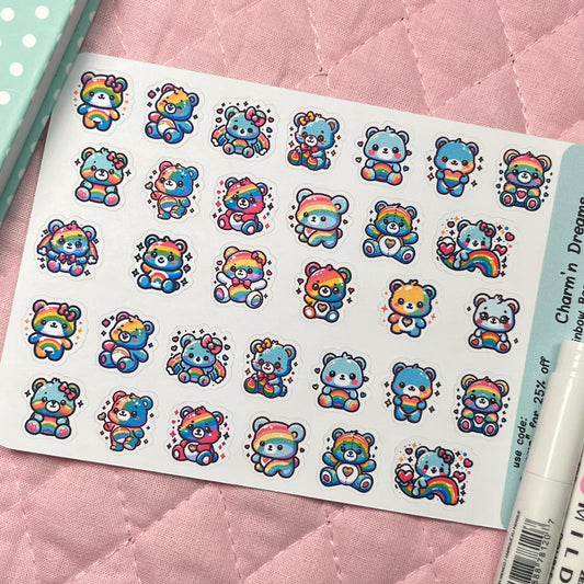 Rainbow Bears Icon Planner Stickers