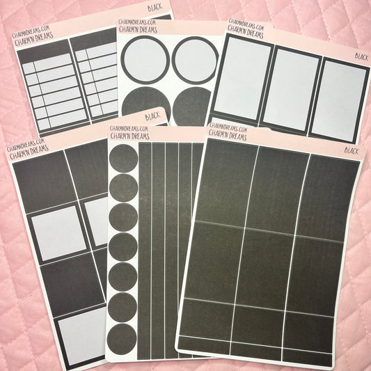 Black Planner Sticker Kit