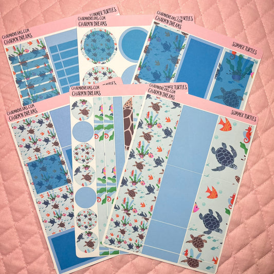 Summer Turtles Planner Sticker Kit