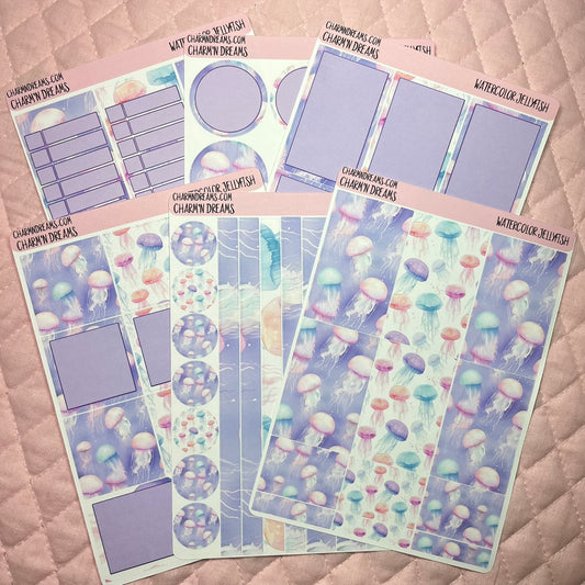 Watercolor Jellyfish Planner Sticker Kit