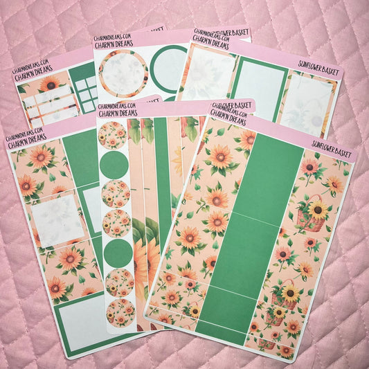 Sunflower Basket Planner Sticker Kit