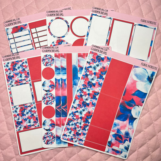 Floral Patriotic Planner Sticker Kit