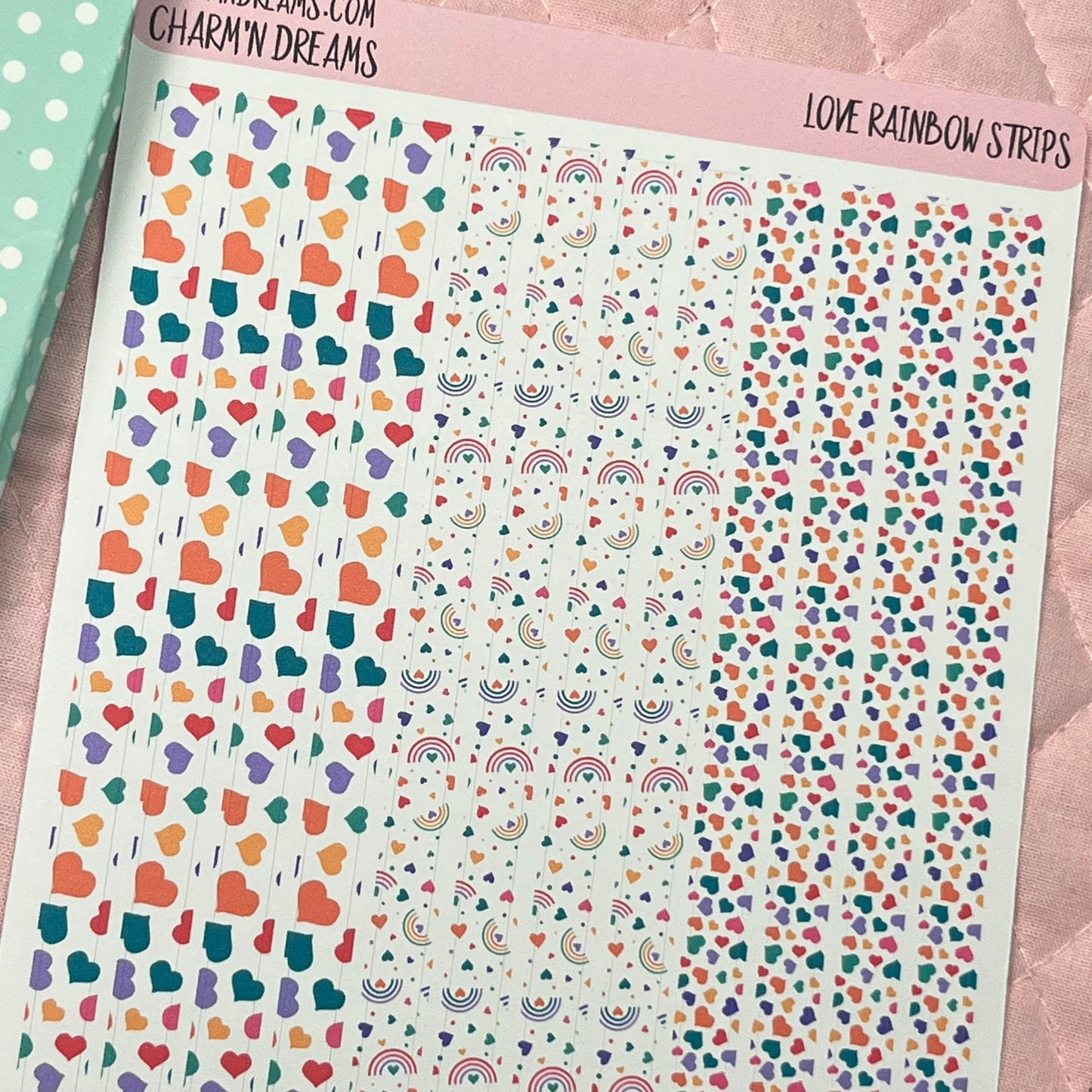 Rainbow Hearts Strips Planner Stickers