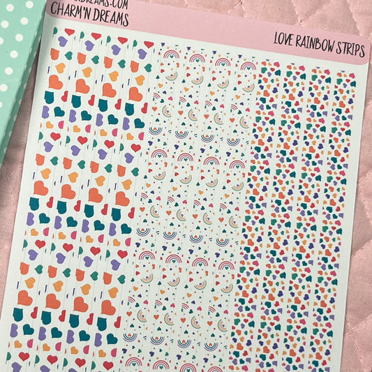 Rainbow Hearts Strips Planner Stickers