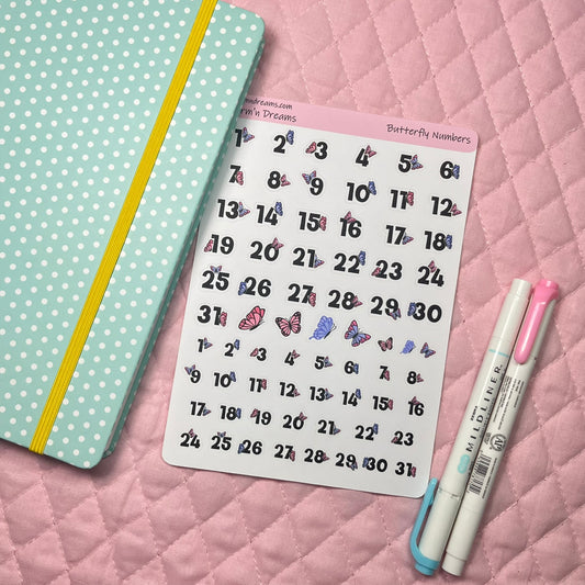 Butterfly Numbers Redating Planner Stickers