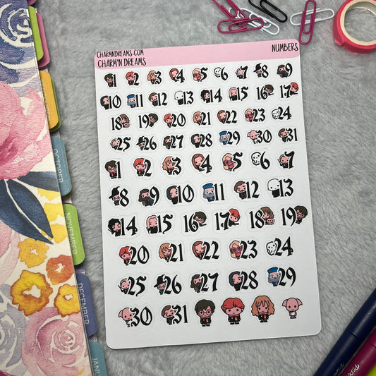 Wizarding School Number Planner Sticker Sheet
