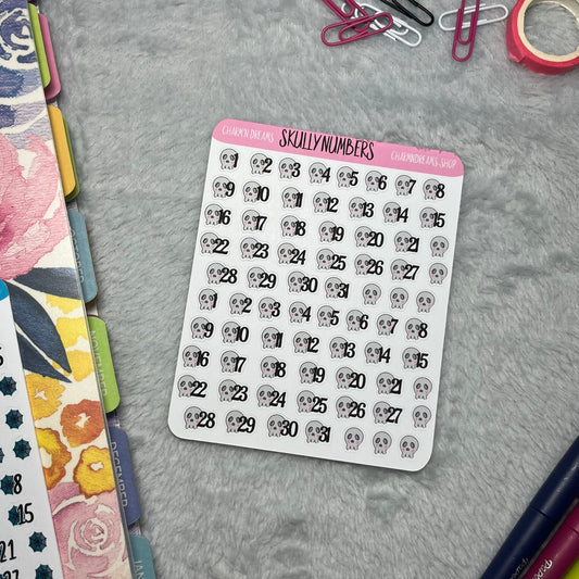 Tiny Skully Number Planner Sticker Sheet
