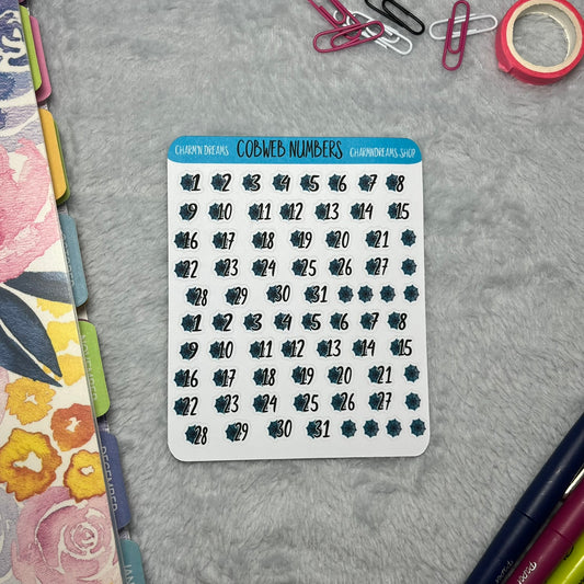 Tiny Cobweb Number Planner Sticker Sheet
