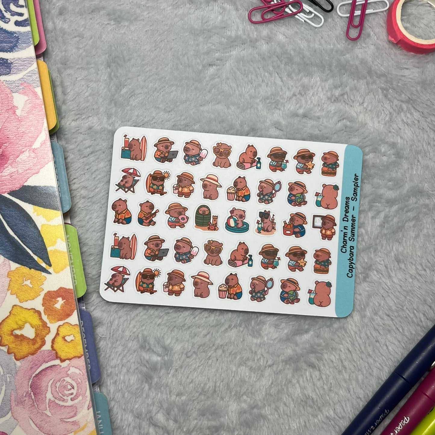 Capybara Summer Sampler Icon Planner Stickers