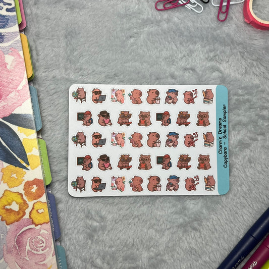 Capybara School Sampler Icon Planner Stickers