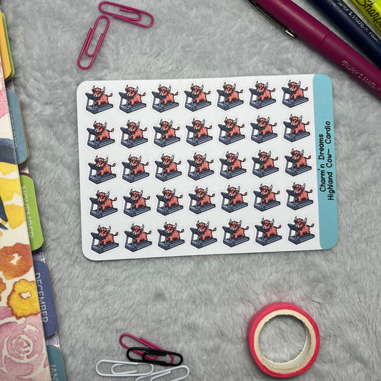 Highland Cow Cardio Icon Planner Stickers