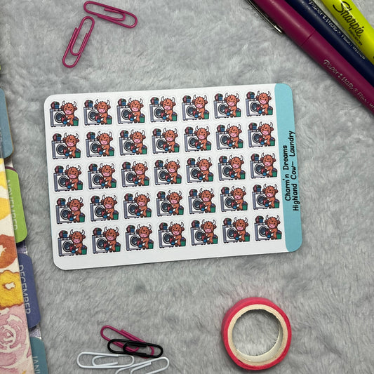Highland Cow Laundry Icon Planner Stickers