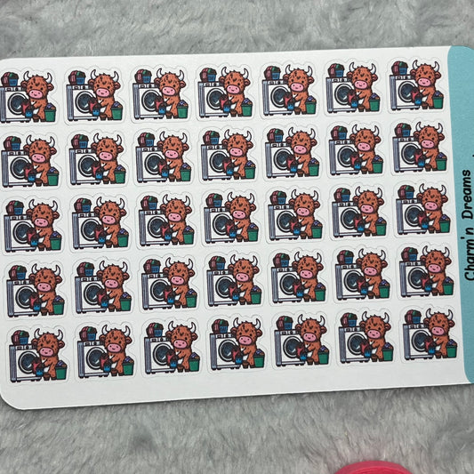 Highland Cow Laundry Icon Planner Stickers
