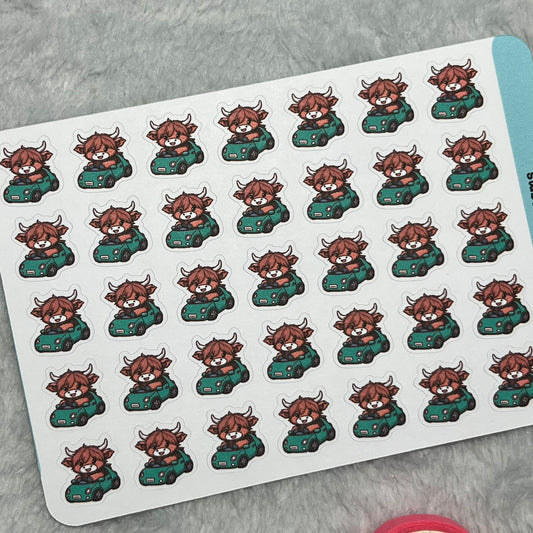 Highland Cow Road Trip Icon Planner Stickers