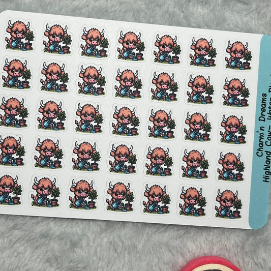 Highland Cow Water Plants Icon Planner Stickers