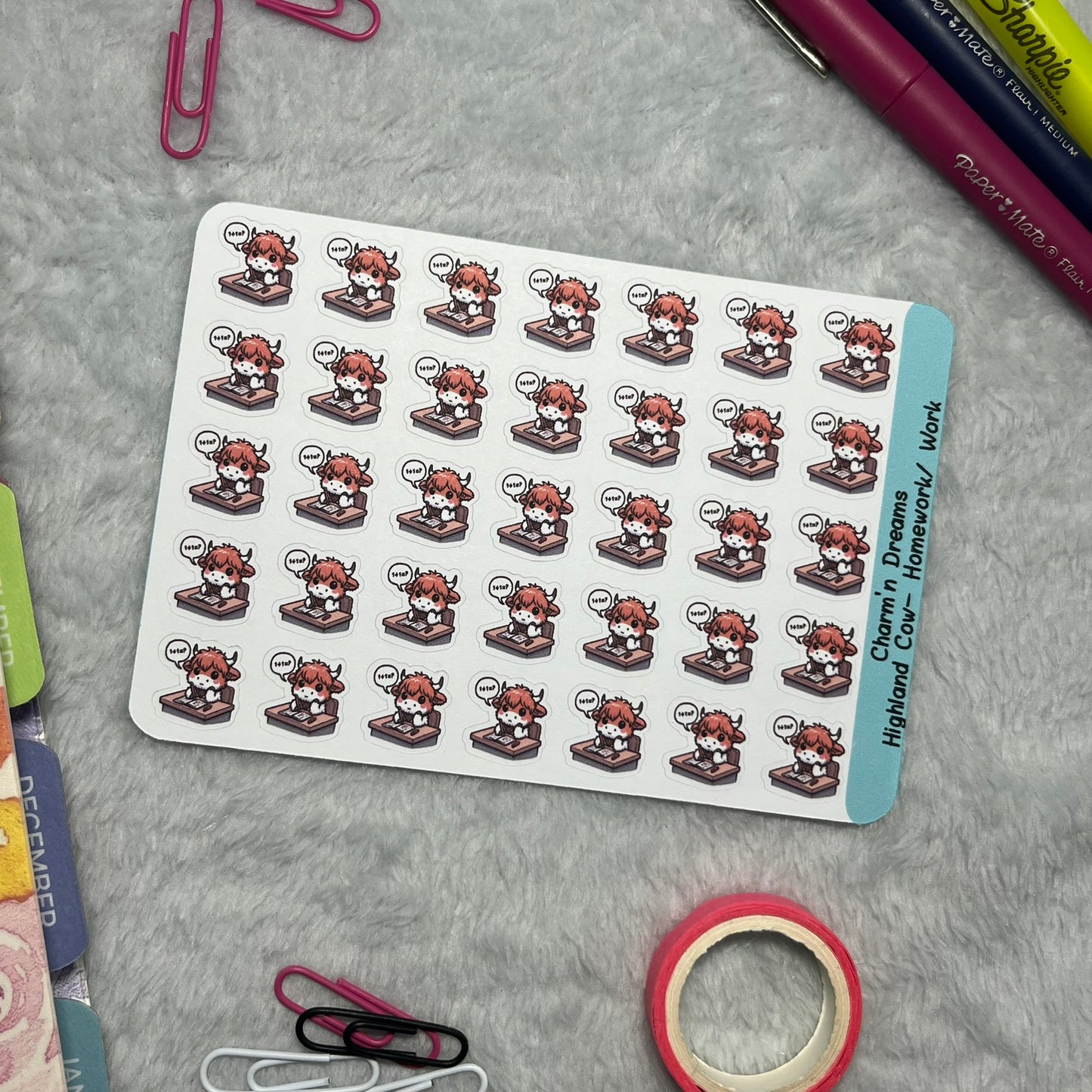 Highland Cow Homework/ Calculate Icon Planner Stickers