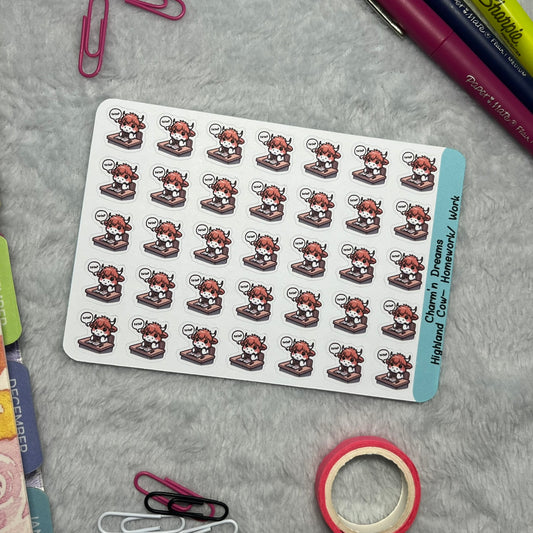 Highland Cow Homework/ Calculate Icon Planner Stickers