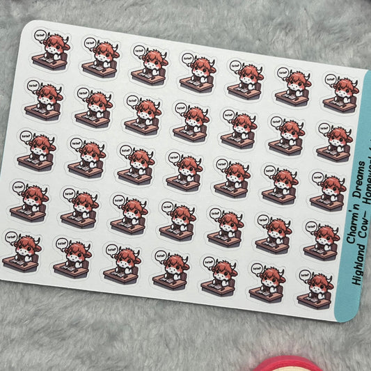 Highland Cow Homework/ Calculate Icon Planner Stickers