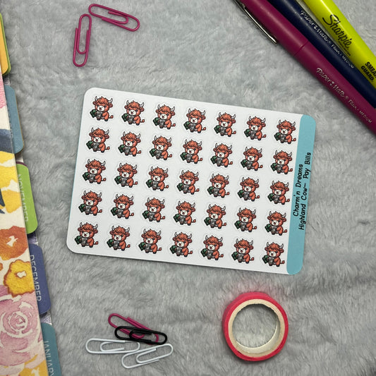 Highland Cow Pay Bills  Icon Planner Stickers
