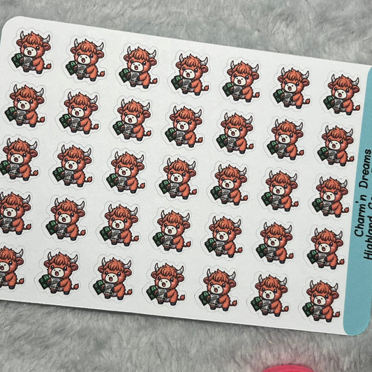 Highland Cow Pay Bills  Icon Planner Stickers