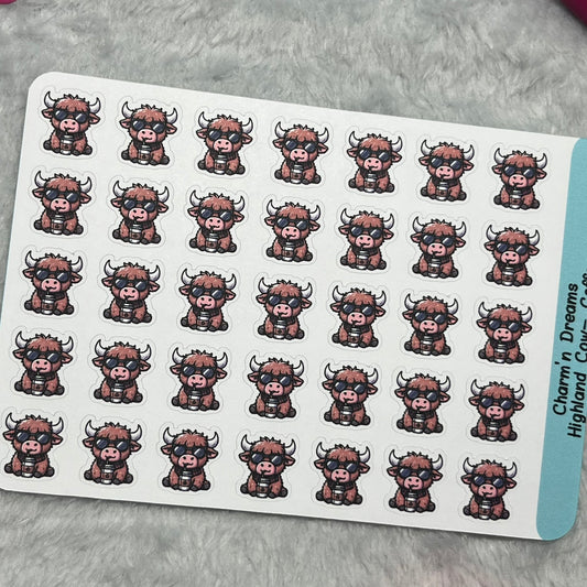 Highland Cow Coffee Icon Planner Stickers