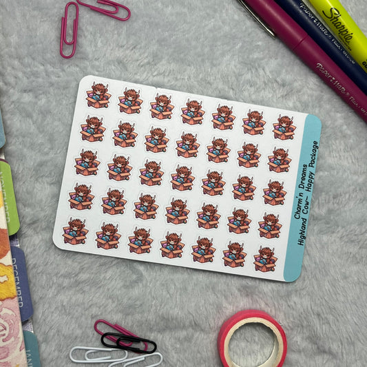 Highland Cow Happy Package Icon Planner Stickers
