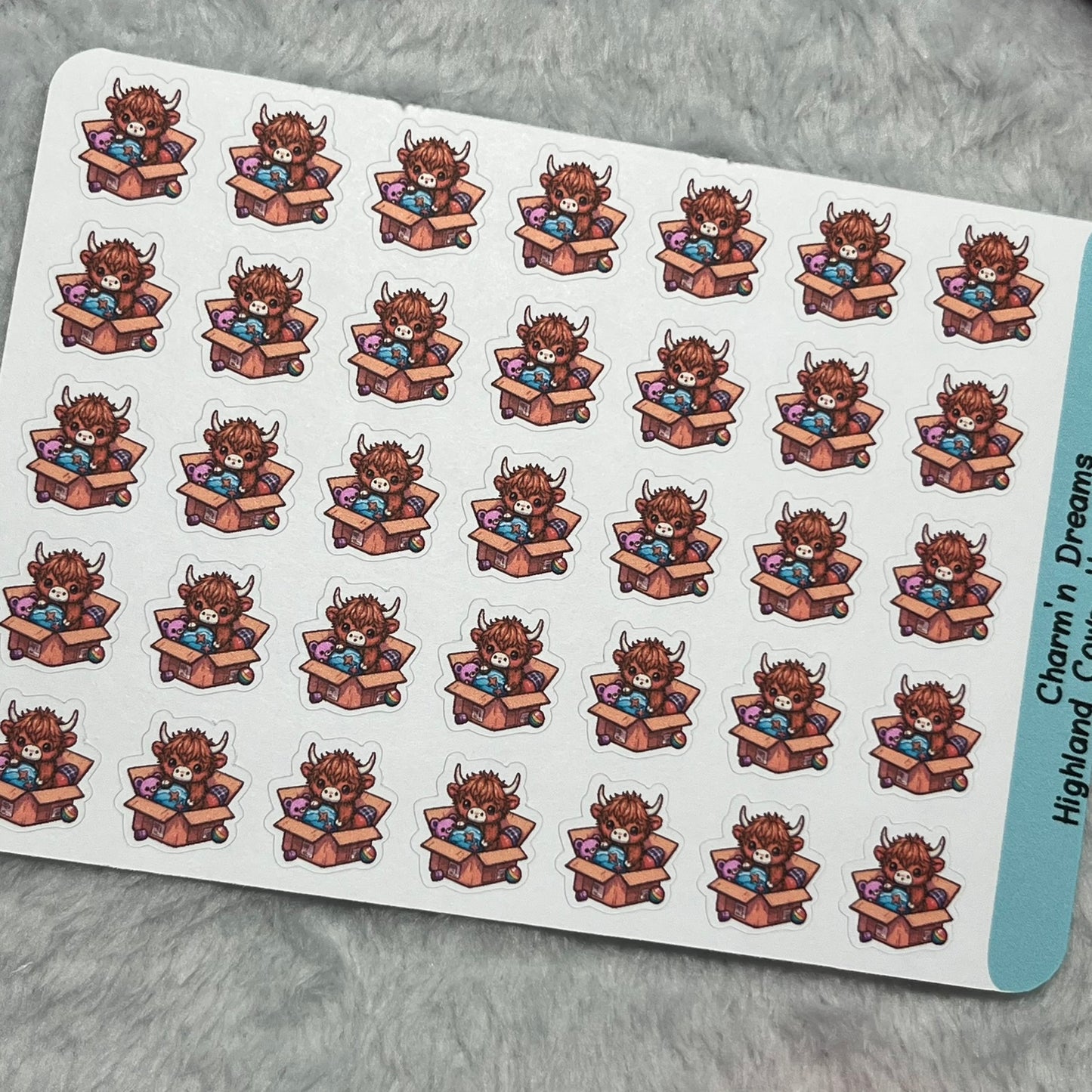 Highland Cow Happy Package Icon Planner Stickers