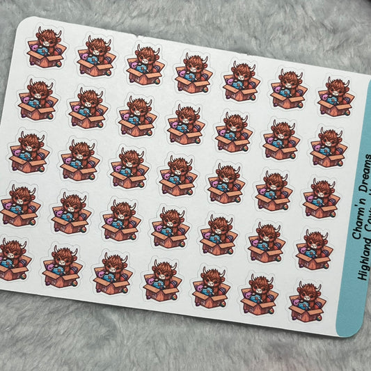 Highland Cow Happy Package Icon Planner Stickers