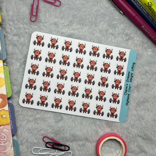 Highland Cow Weights Icon Planner Stickers
