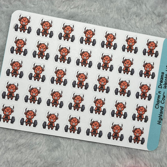 Highland Cow Weights Icon Planner Stickers