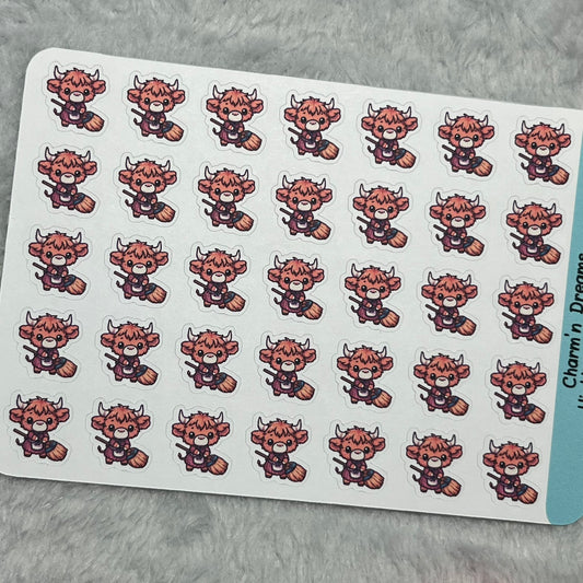 Highland Cow Sweep Icon Planner Stickers