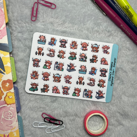 Highland Cow Sampler Icon Planner Stickers