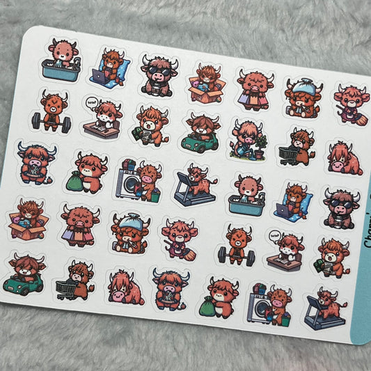Highland Cow Sampler Icon Planner Stickers