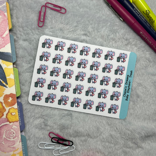 B Elephant Trash Icon Planner Stickers