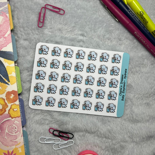 B Elephant Hydrate Icon Planner Stickers