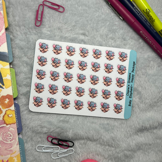 B Elephant Happy Package Icon Planner Stickers