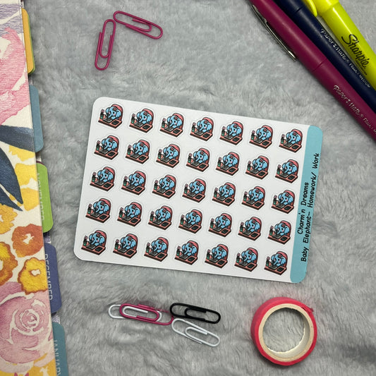 B Elephant Homework/ Work Icon Planner Stickers