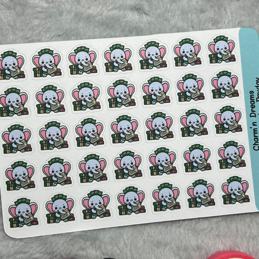 B Elephant Pay Day Icon Planner Stickers