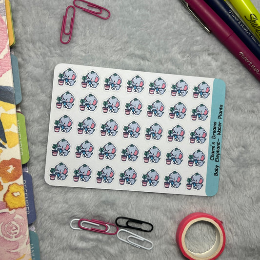 B Elephant Water Plants Icon Planner Stickers