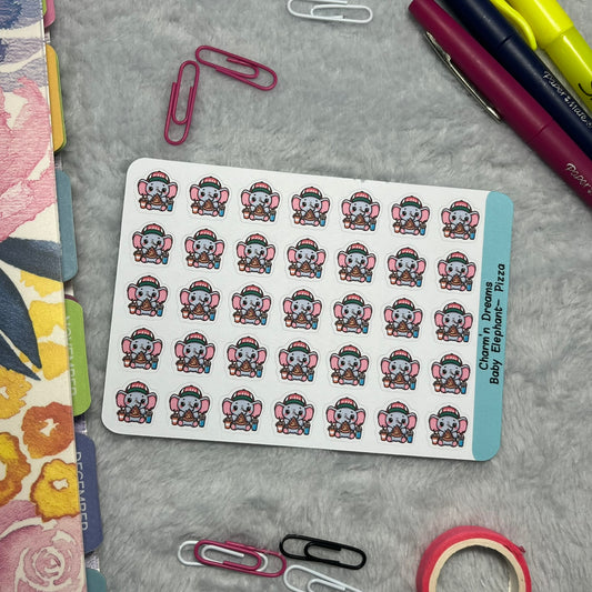 B Elephant Pizza Icon Planner Stickers