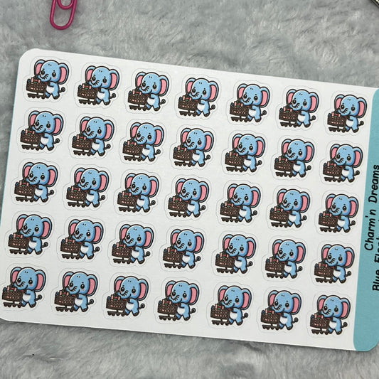 B Elephant Shopping Cart Icon Planner Stickers