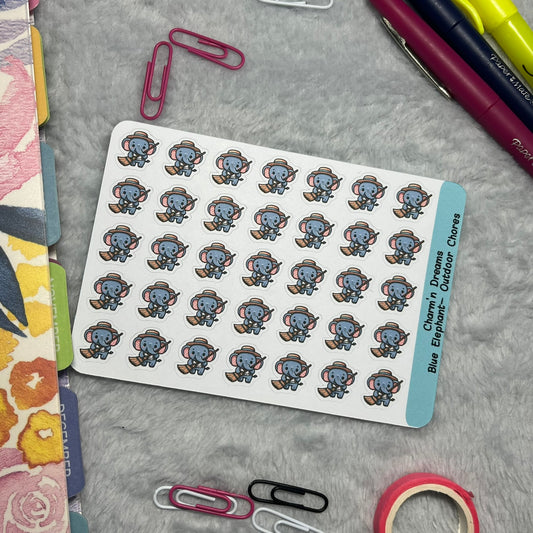 B Elephant Outdoor Chores Icon Planner Stickers