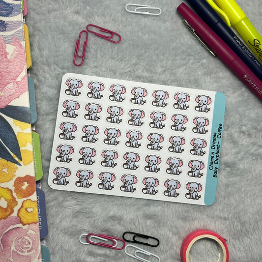 B Elephant Coffee Icon Planner Stickers
