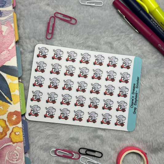 Elephant Scooter Icon Planner Stickers