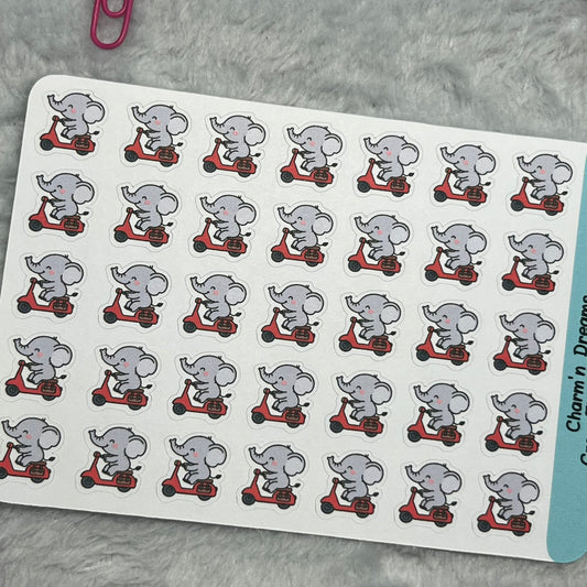 Elephant Scooter Icon Planner Stickers