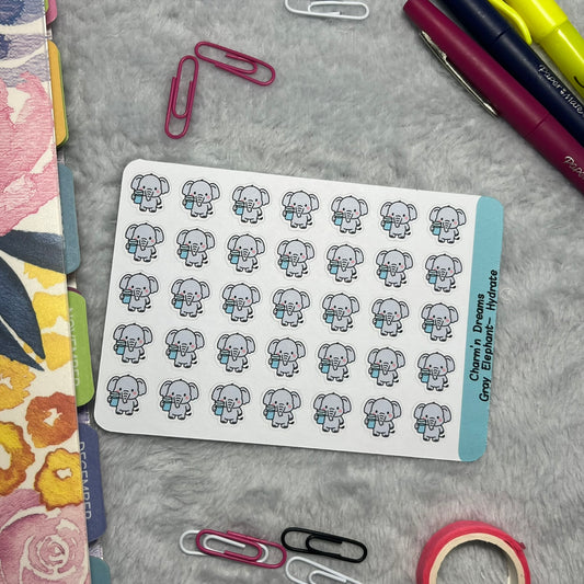 Elephant Hydrate Icon Planner Stickers